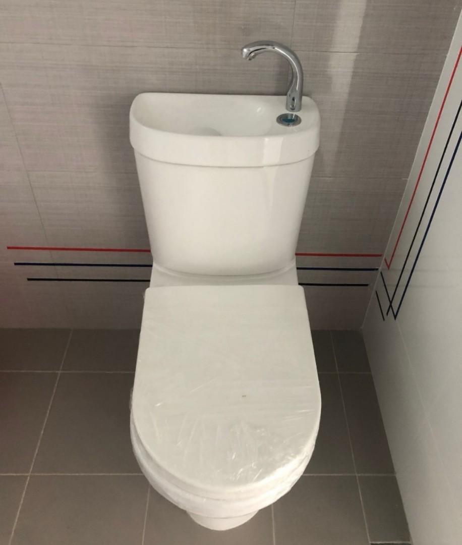 BTO Toilet Bowl with handwash Basin, Furniture & Home Living, Bathroom