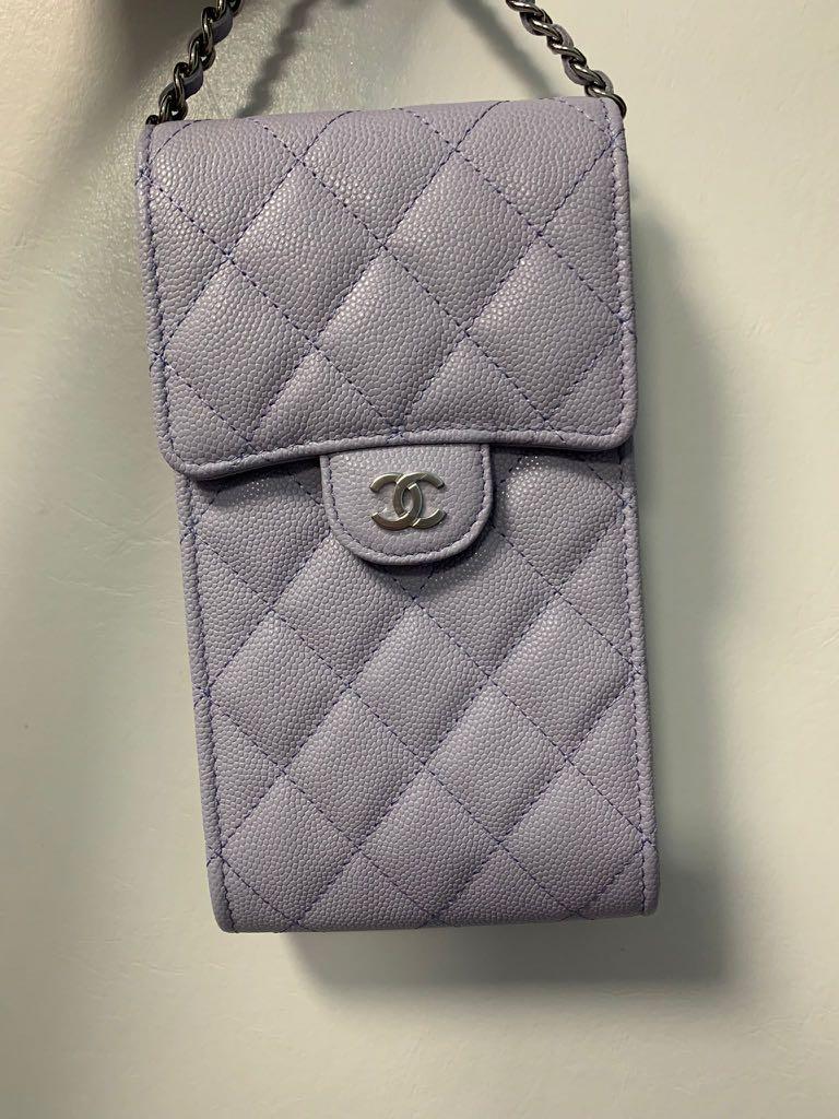 Chanel 21k 最新款紫色牛皮phone Bag 電話袋手機包 女裝 手袋及銀包 多用途袋 Carousell