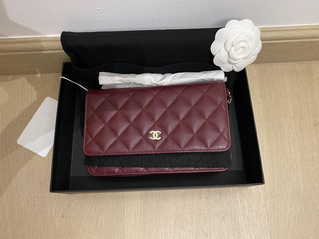 Chanel Burgundy Caviar Wallet on Chain (WOC), Luxury, Bags & Wallets on  Carousell