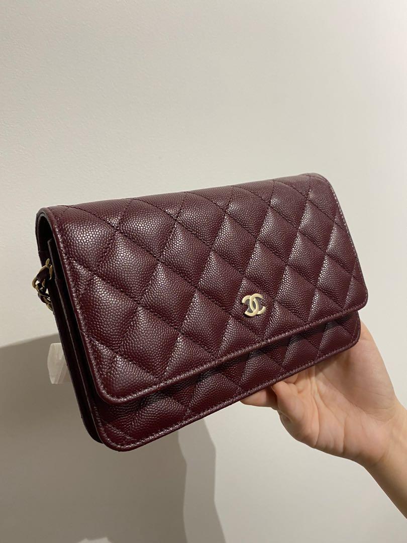 CHANEL Caviar Quilted Wallet on Chain WOC Burgundy 265698