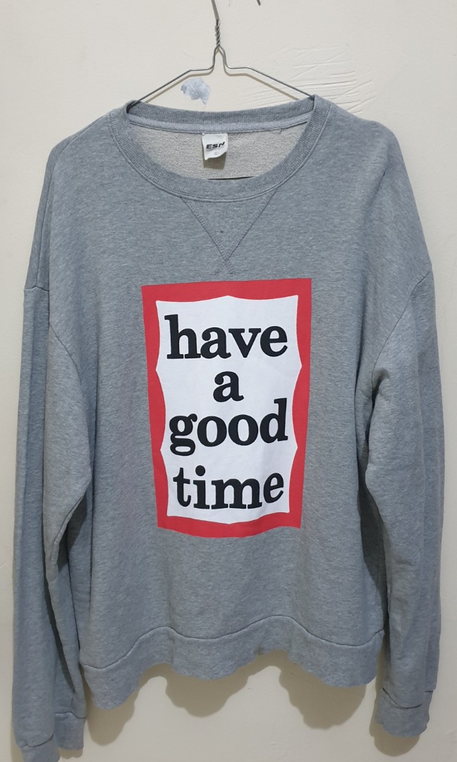 Crew neck Have a Good Time Fesyen Pria Pakaian Baju Luaran di