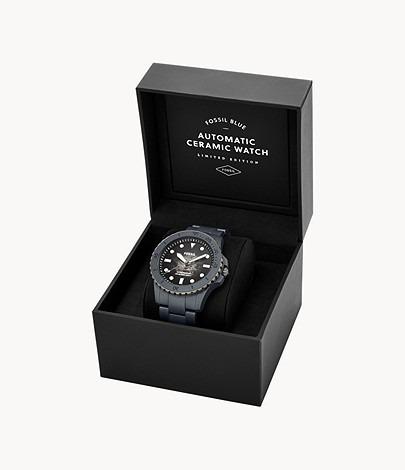 Black ceramic watch fossil top