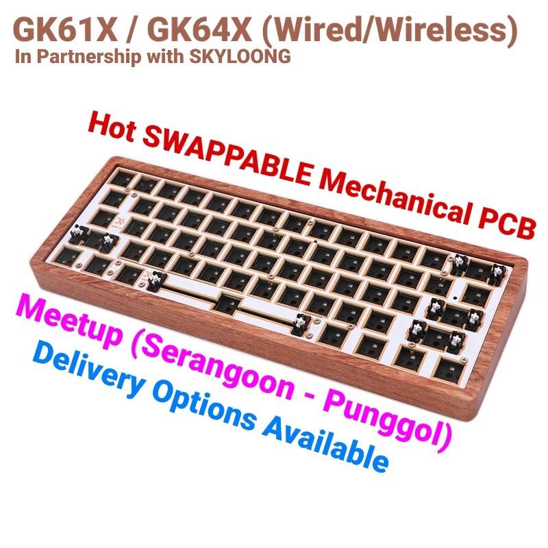 GK61 / GK64X wood custom mechanical keyboard DIY kit RGB wired wireless