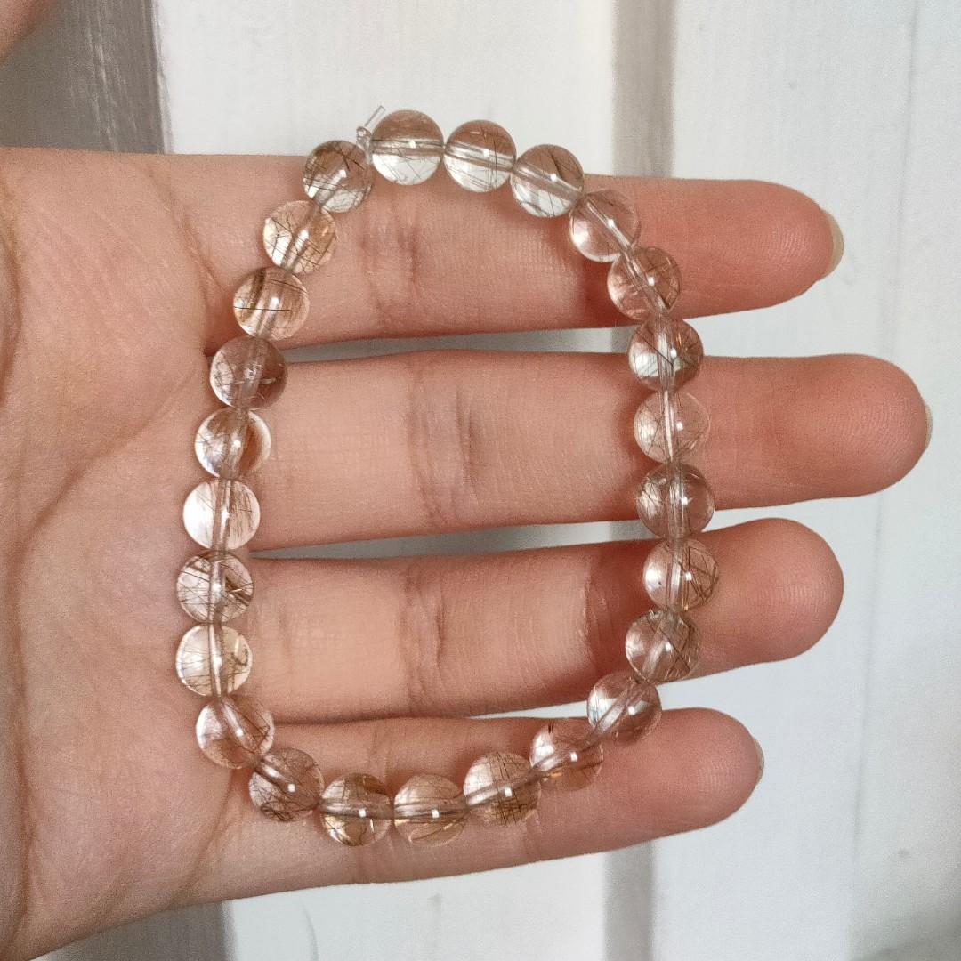 Golden Silver Rutilated Quartz Crystal Bracelet