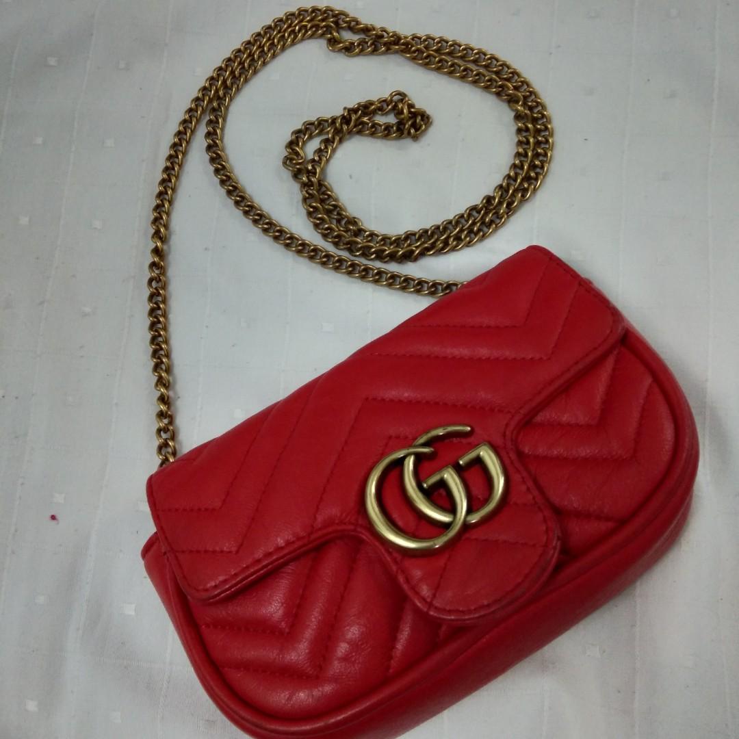 PRE-OWNED)GUCCI MARMONT SUPER MINI, Luxury, Bags & Wallets on Carousell