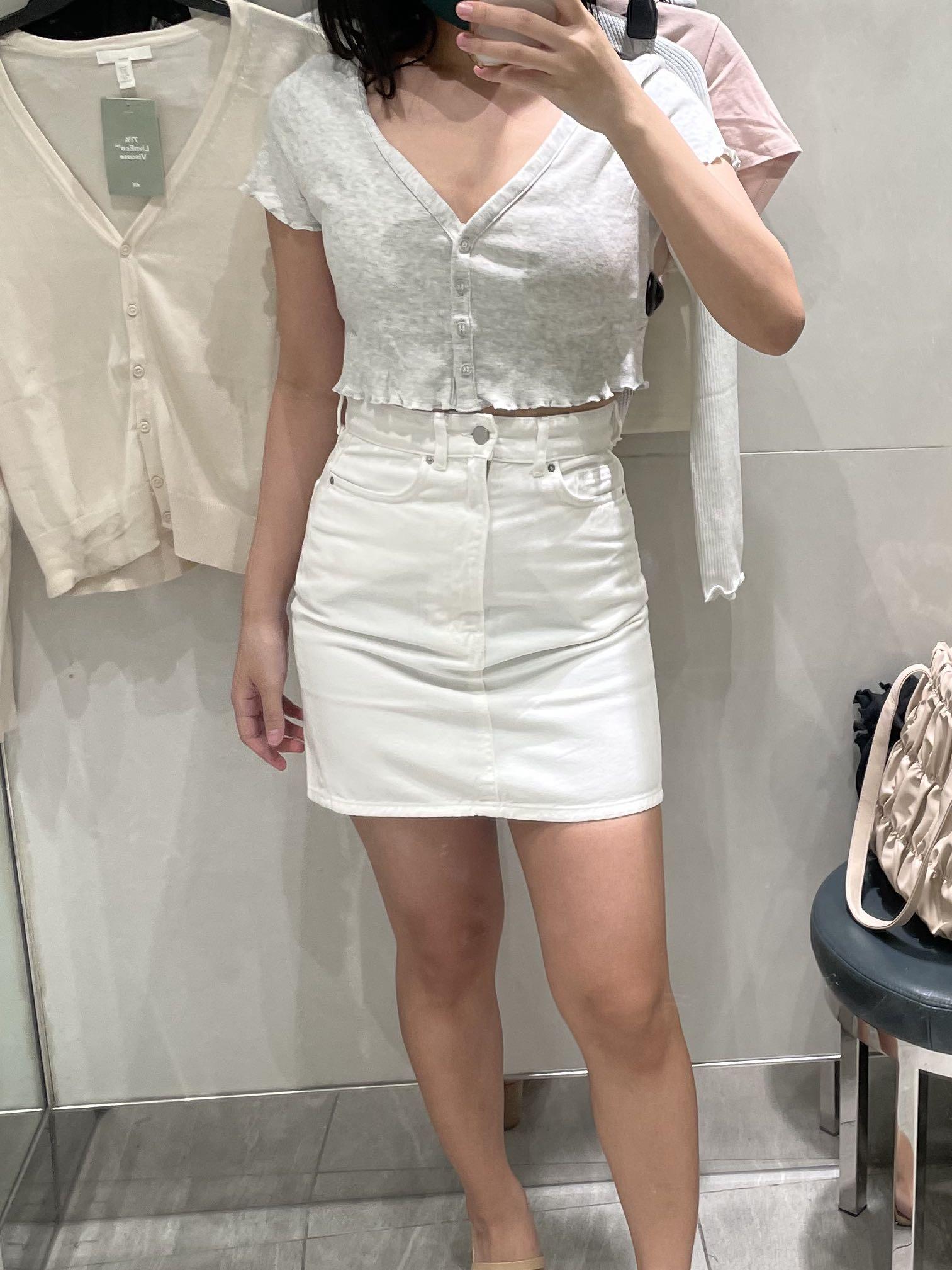 H&m white denim skirt store