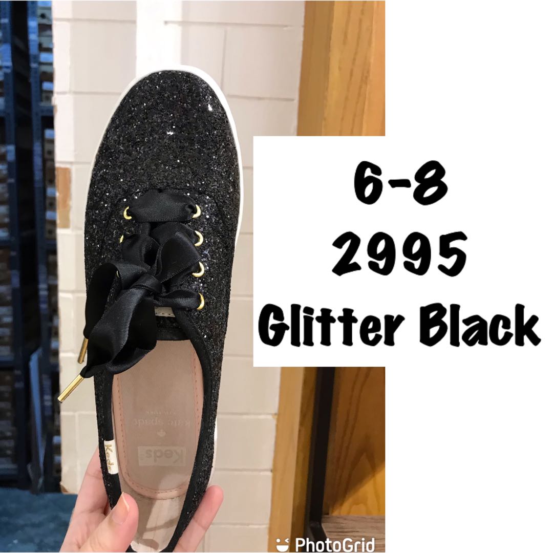 Keds Glitter Black, Women's Fashion, Footwear, Sneakers on Carousell