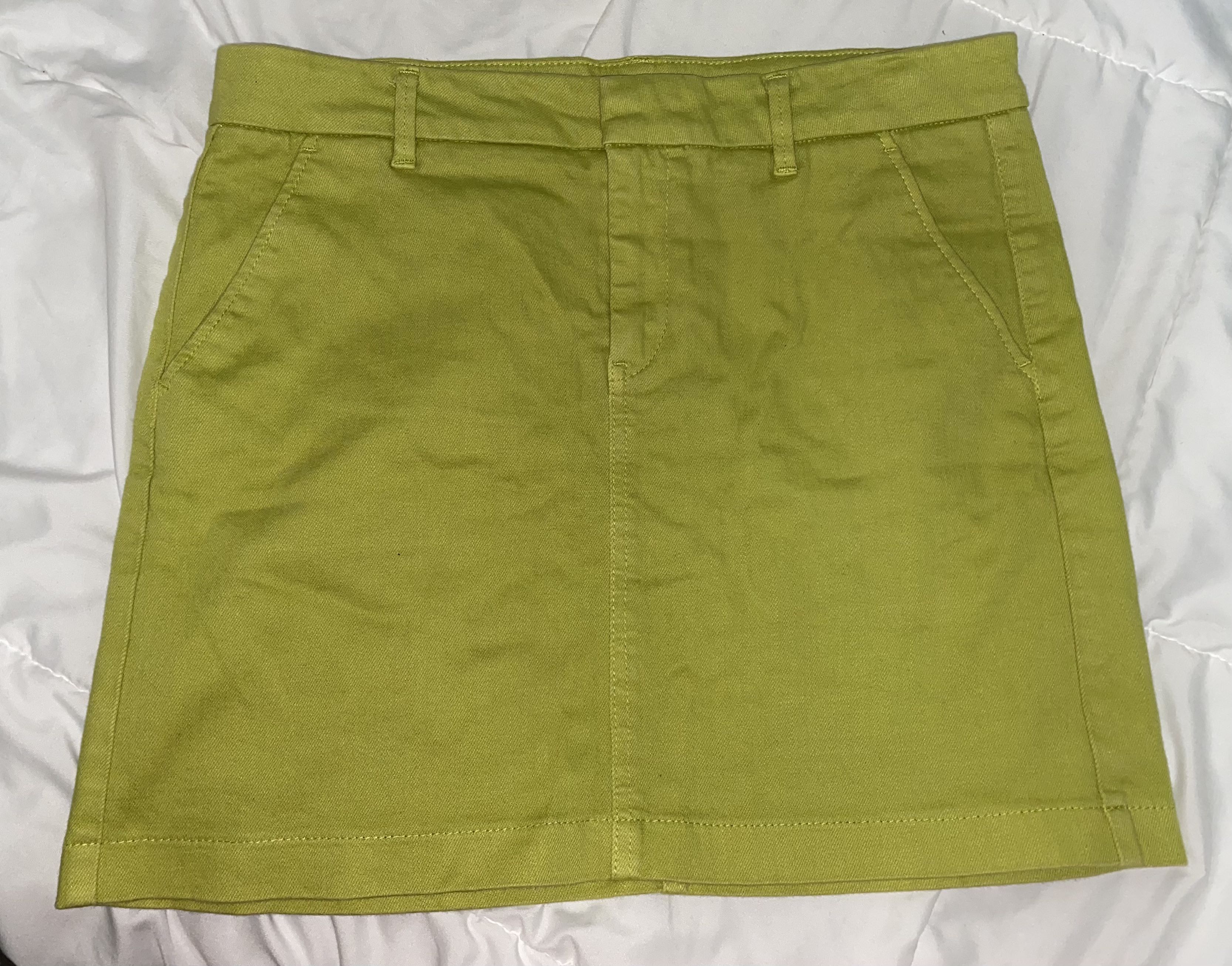 Lime Green Denim Skirt, Women's Fashion, Bottoms, Skirts on Carousell