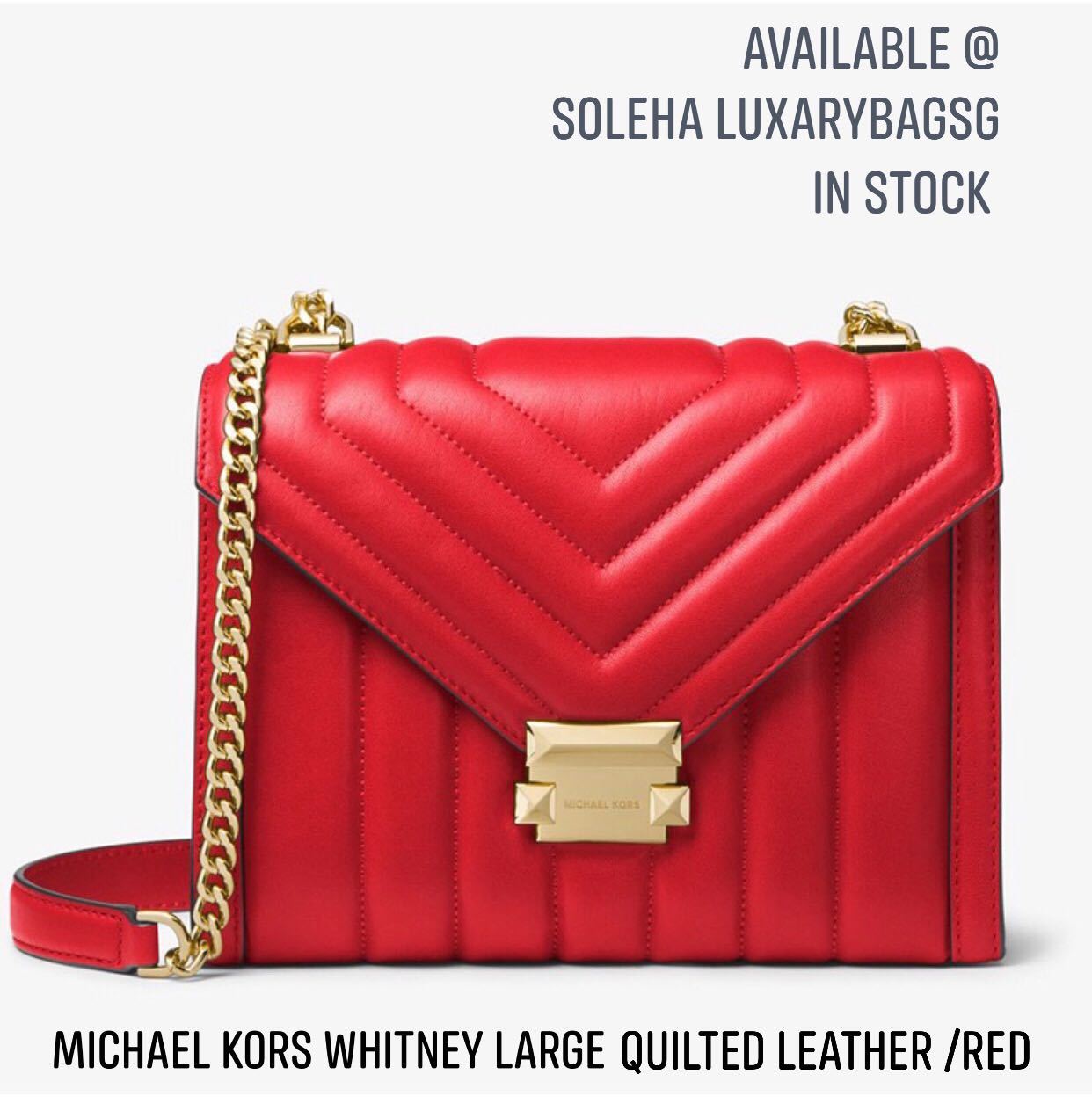 New Authentic Michael Kors Whitney Large Quilted Leather