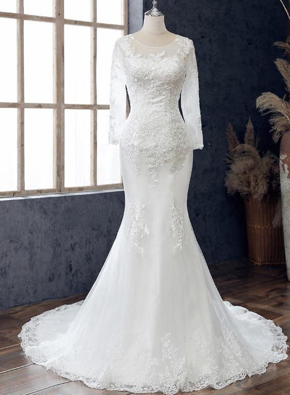 pre order white mermaid long sleeve bodycon fishtail wedding