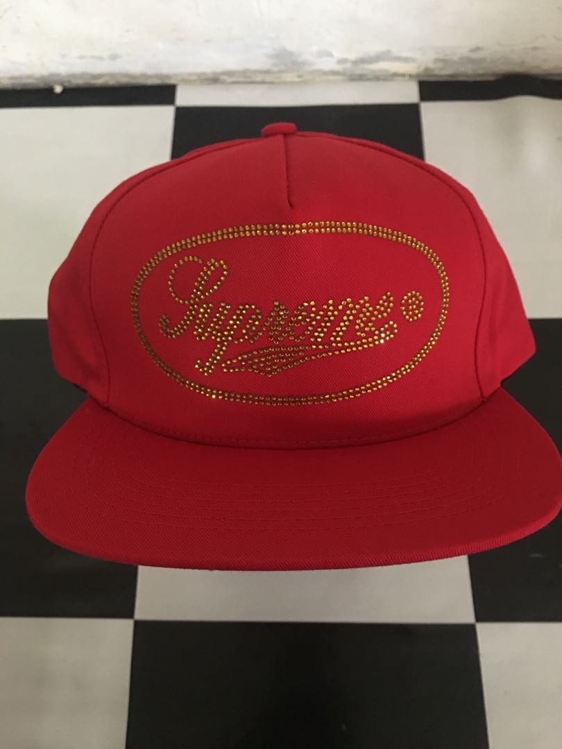 supreme studded script logo 5 panel