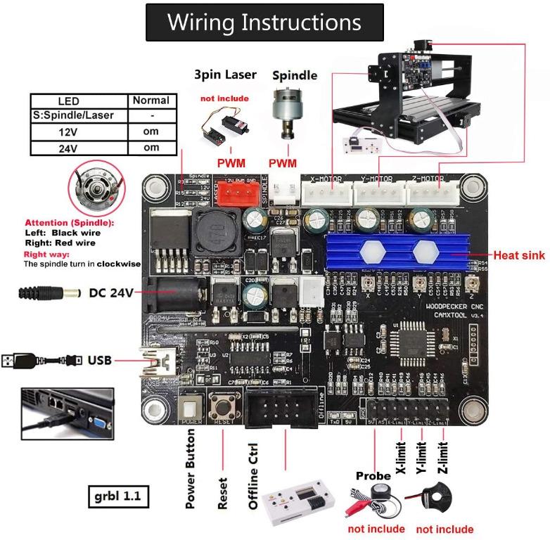 Upgraded CNC 3018 Pro CNC Machine,Mini 3 Axis CNC Machine GRBL Control DIY  Carving Milling