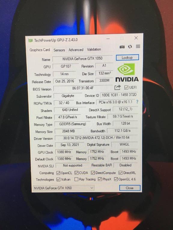 Gtx 1050 ti 4gb gpu z on sale