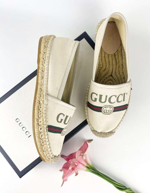 Used Once Gucci Web Graphic Print Espadrilles Women Size 36 EU