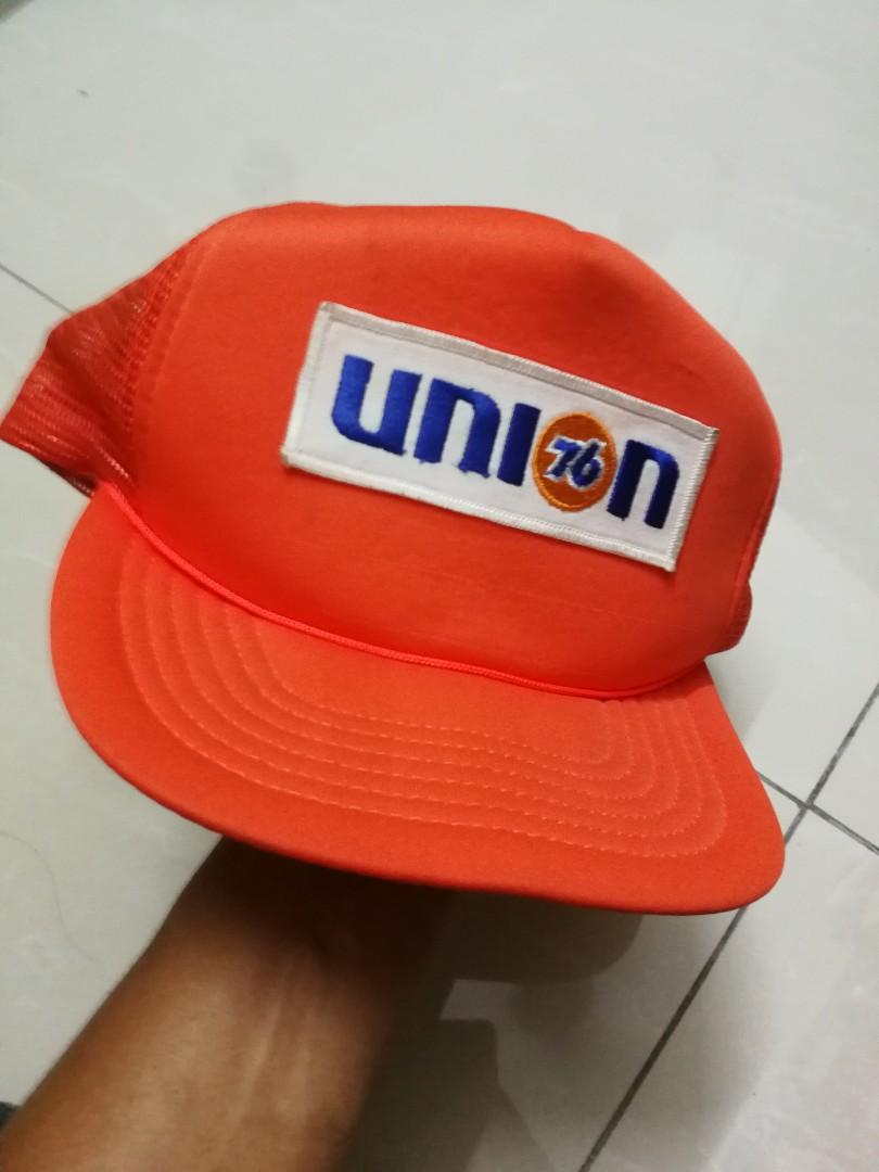 vintage cap 76 union korea hat topi oren permotoran, Men's Fashion