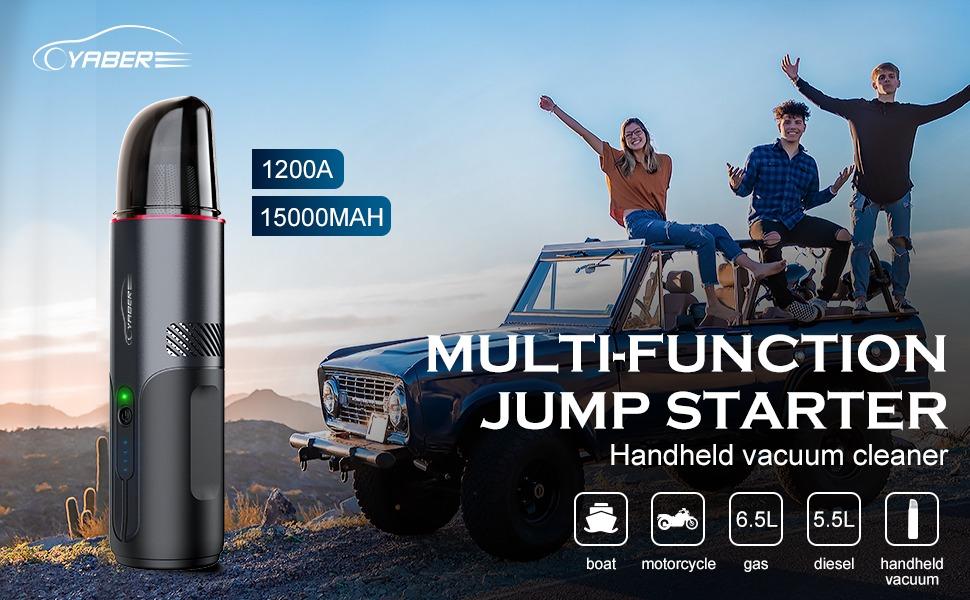 YABER YR900 Jump Starter 1200A 15000mAh Super Safe Car Battery Jump Starter with Suction Handheld Car Vacuum Cleaner Starter
