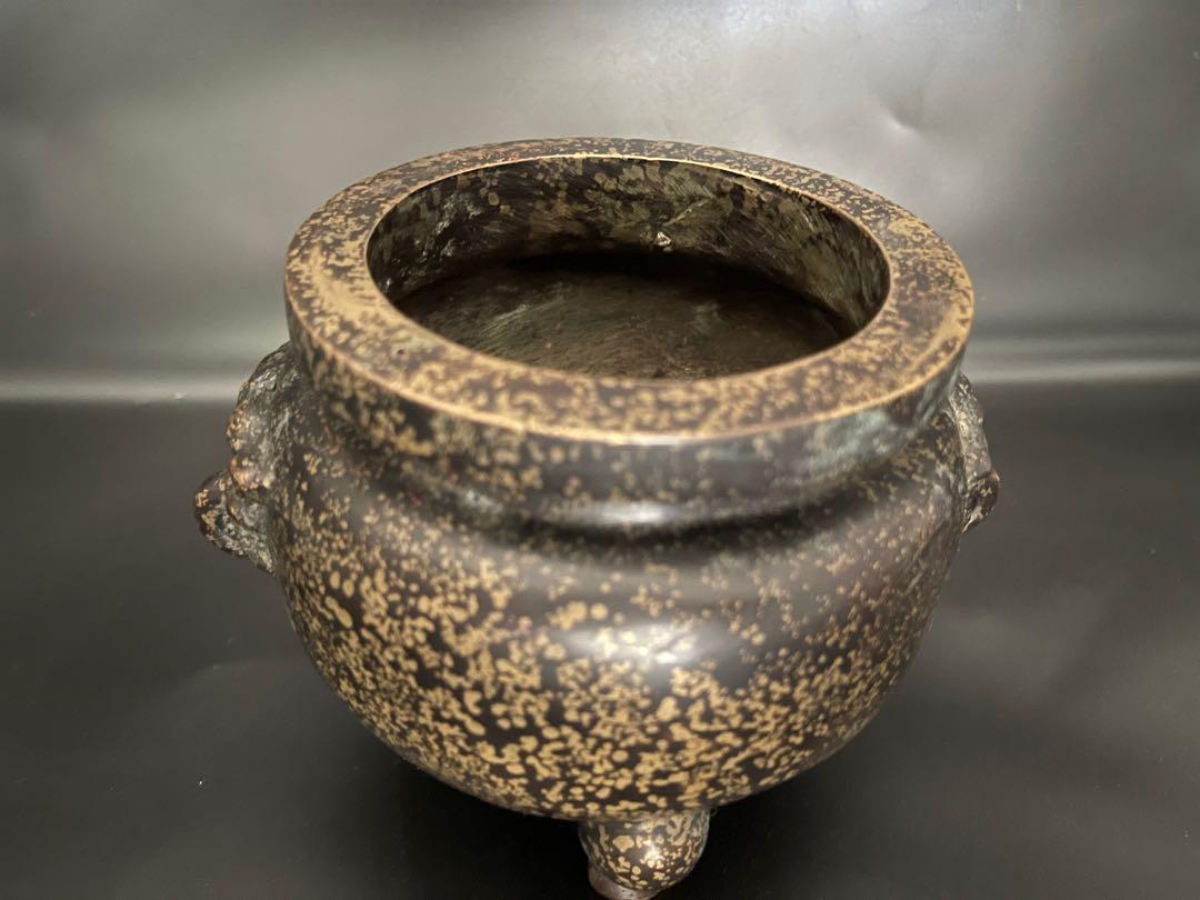 清代 渗金 “弘亭”款压经炉 /铜香炉 17-18TH CENTURY Qing dynasty A GOLD-SPLASHED BRONZE  CENSER