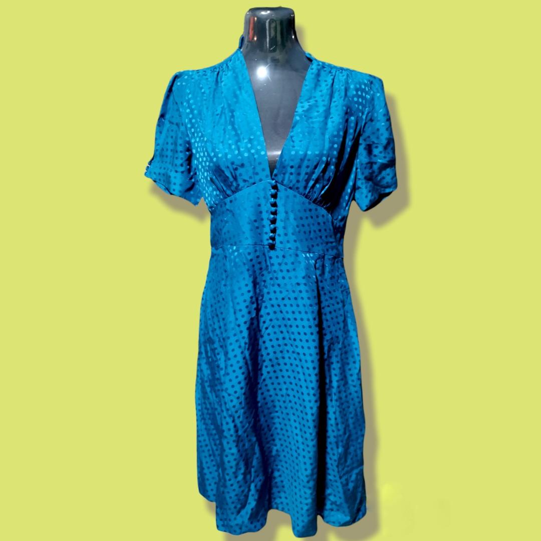 Banana republic blue sale polka dot dress