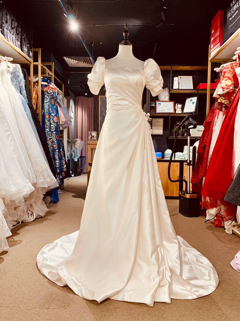 Champagne silk wedding dress sales