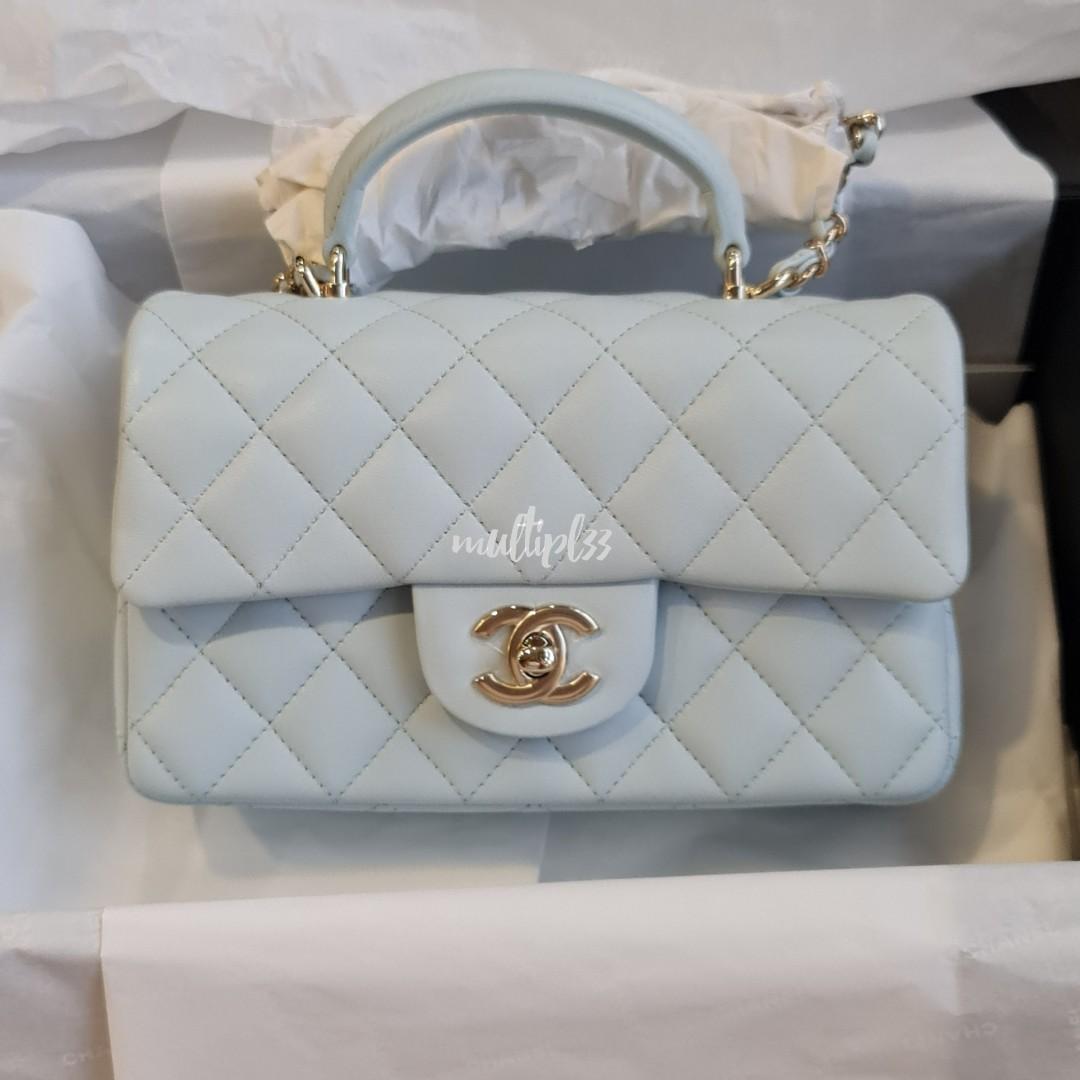 Chanel 21K mini bag blue grained calfskin gold hw