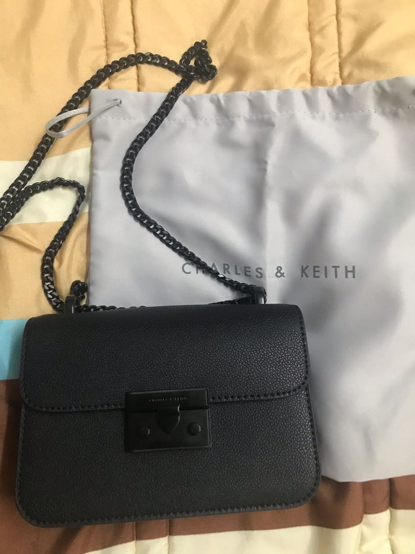 Charles Keith Original Ultra Matte Black Crossbody Bag