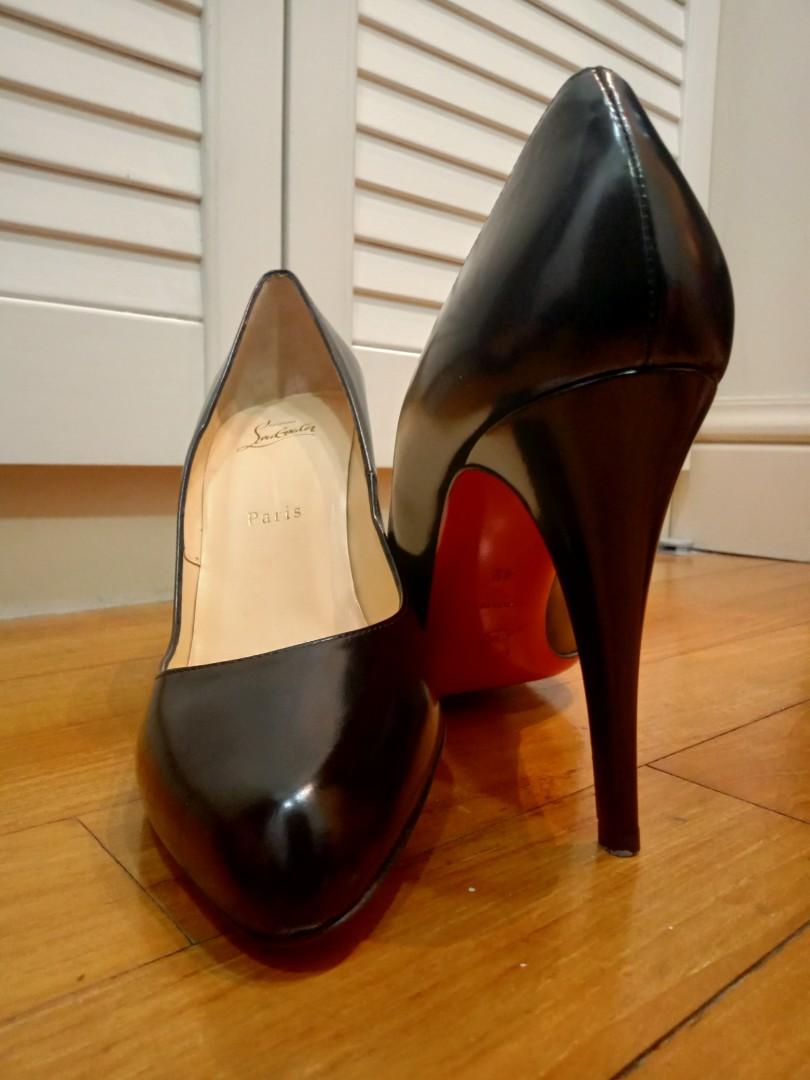 Christian Louboutin Black shoe almond toe shape Women s Fashion Footwear Heels on Carousell