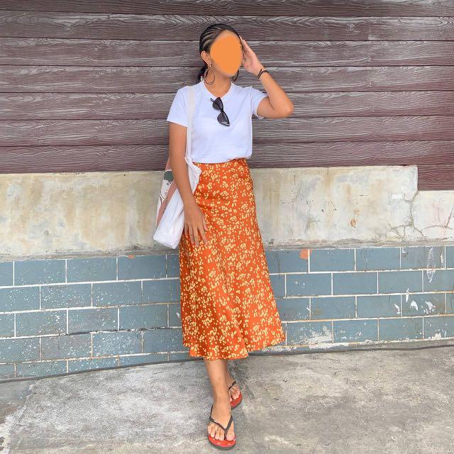 Viscose Skirt - Orange/floral - Ladies | H&M CA