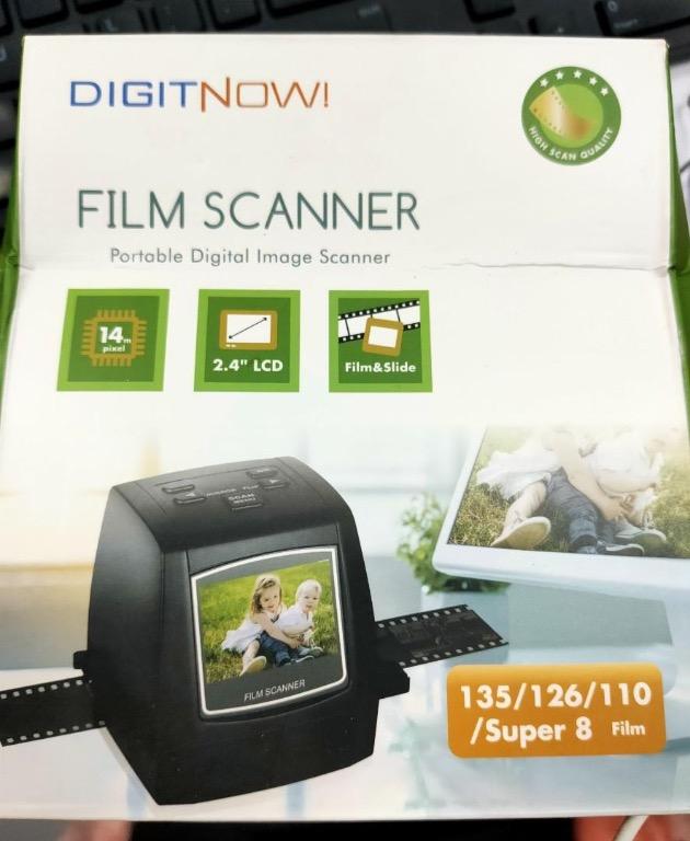 Digital Film  Slide Scanner – Converts 35mm 110 135 126KPK Super  8mm  Film Negatives  Slides to High-Resolution 22 MP JPEG Images, Built-in  128MB Memory, 2.4 LCD Screen (Black),