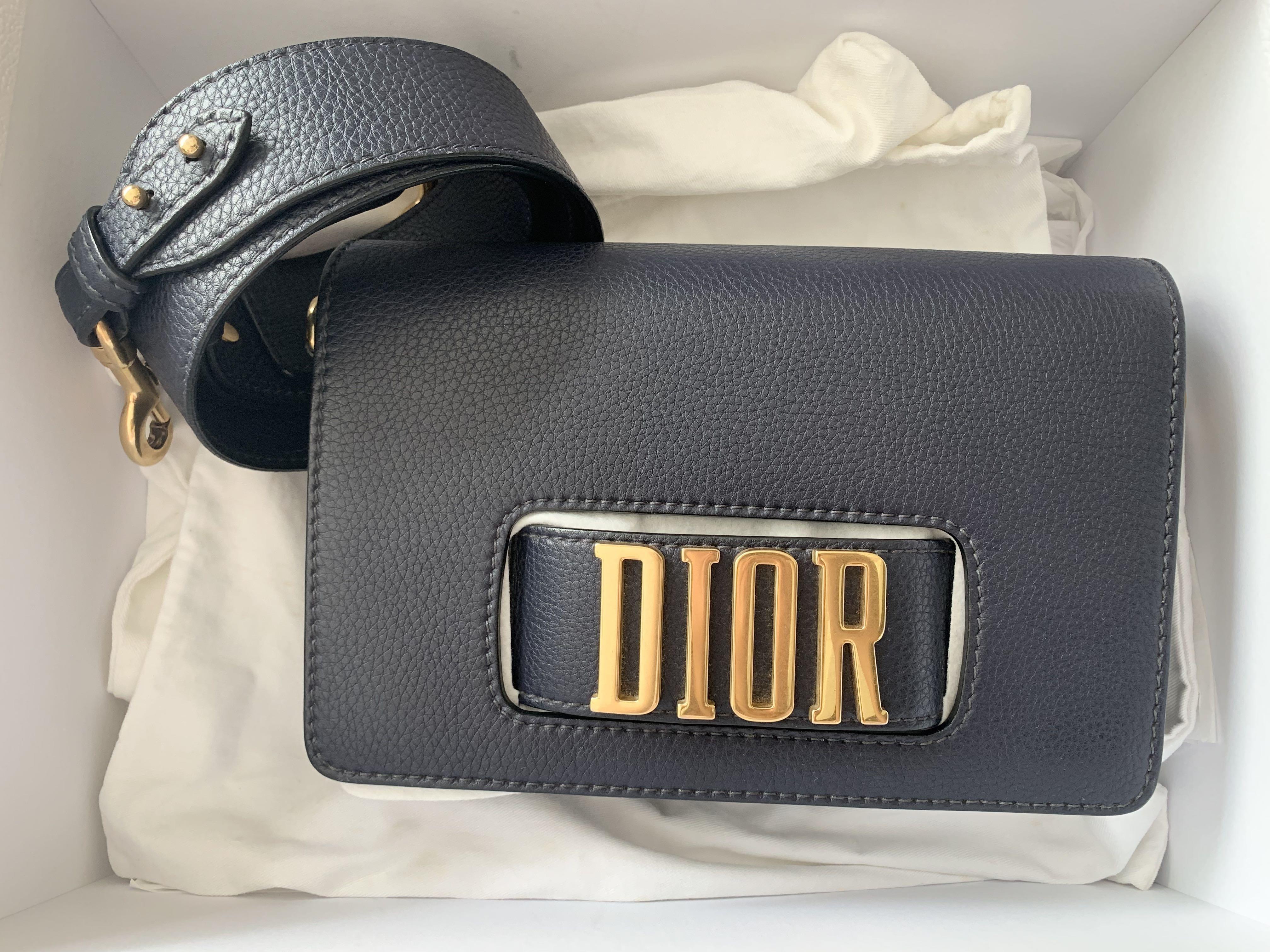 CHRISTIAN DIOR Grained Calfskin revolution Flap Bag Black  eBay