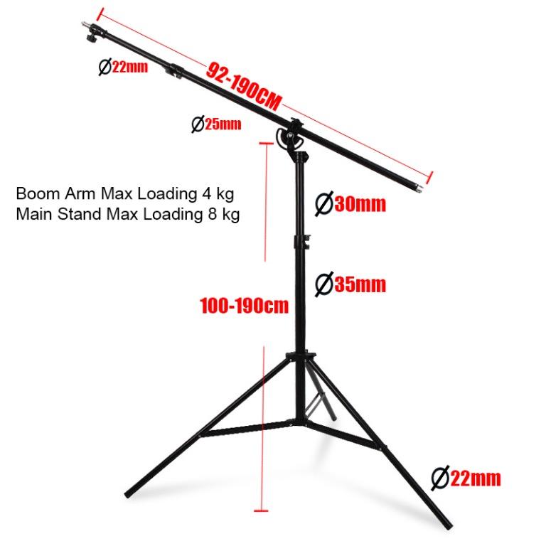 Heavy Duty Light Stand With Boom Arm 370cm, Photography, Photography