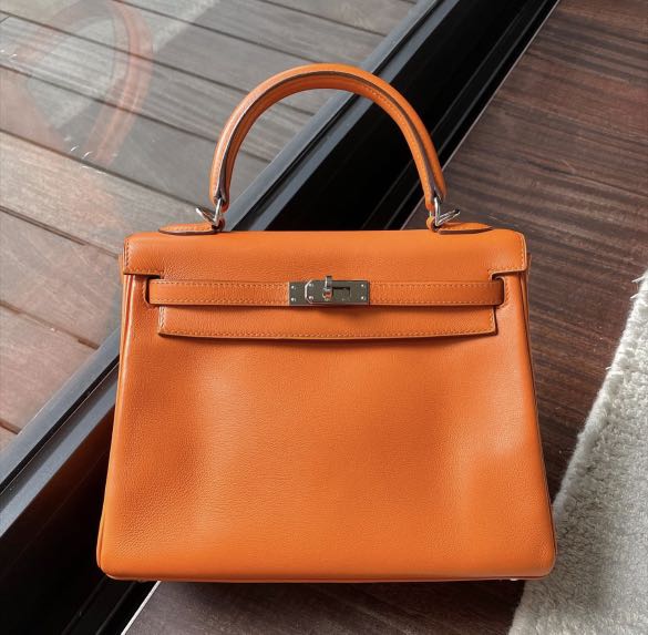 Hermes Kelly 25 Orange Swift Phw, Women's Fashion, Bags & Wallets