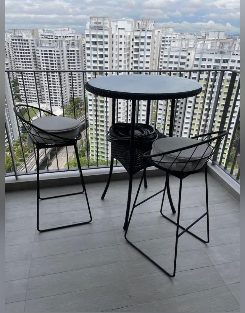 High chair and table for balcony sale