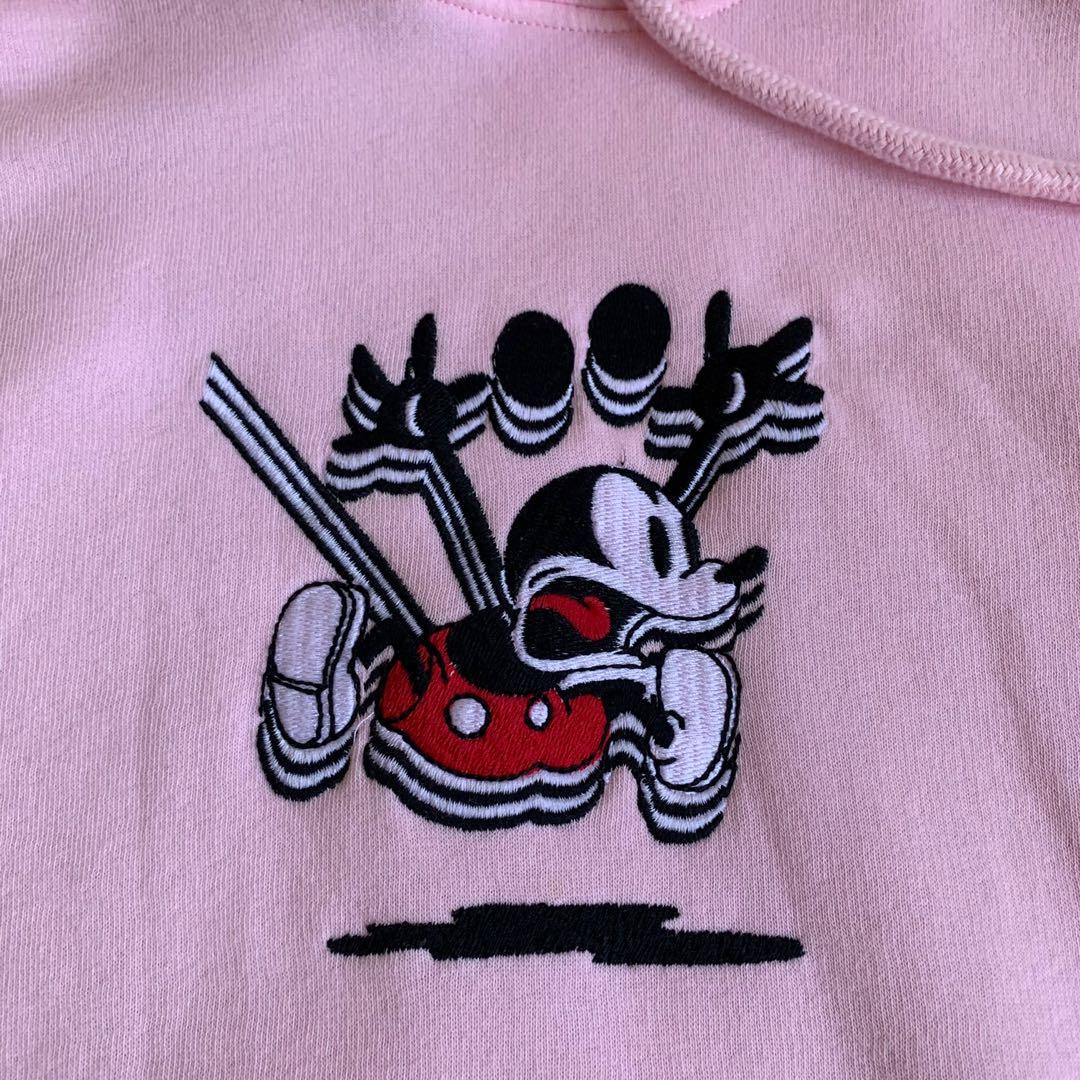 H M Embroidered Pink Mickey Mouse Hoodie Men s Fashion Coats