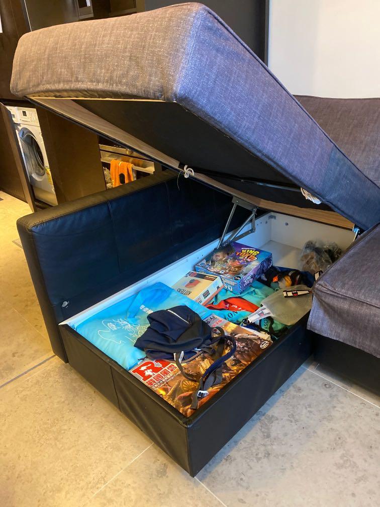 IKEA FRIHETEN Corner sofabed with storage, bomstad black, 傢俬＆家居, 傢俬, 梳