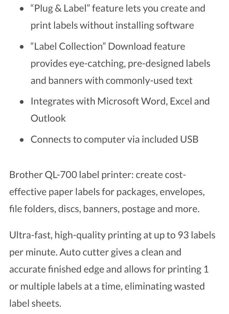 Label Printer Brother QL 700, Computers & Tech, Printers ...