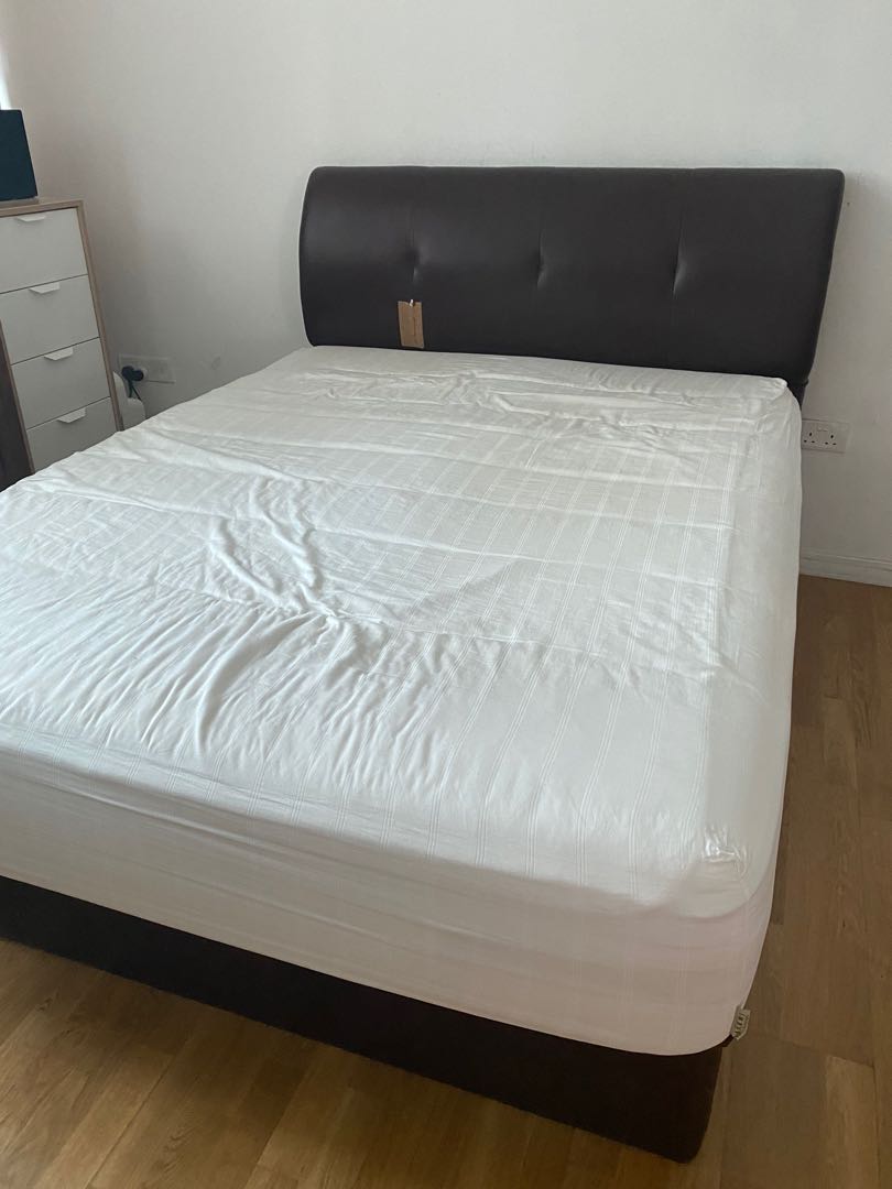 Leather Gas Lift Bed frame, Furniture & Home Living, Furniture, Bed