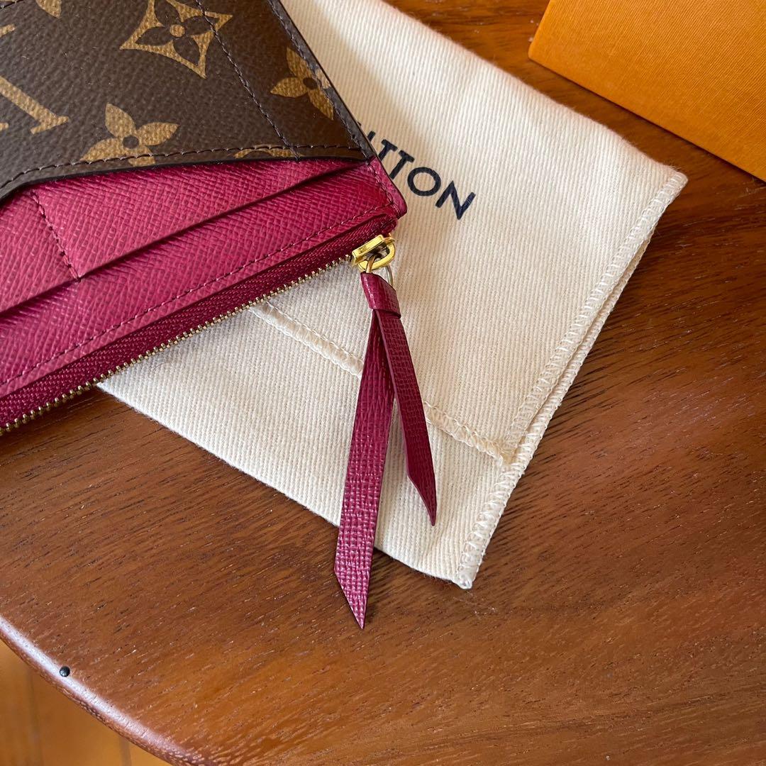 NEW LOUIS VUITTON Fuchsia Monogram Canvas Zippered Card Holder