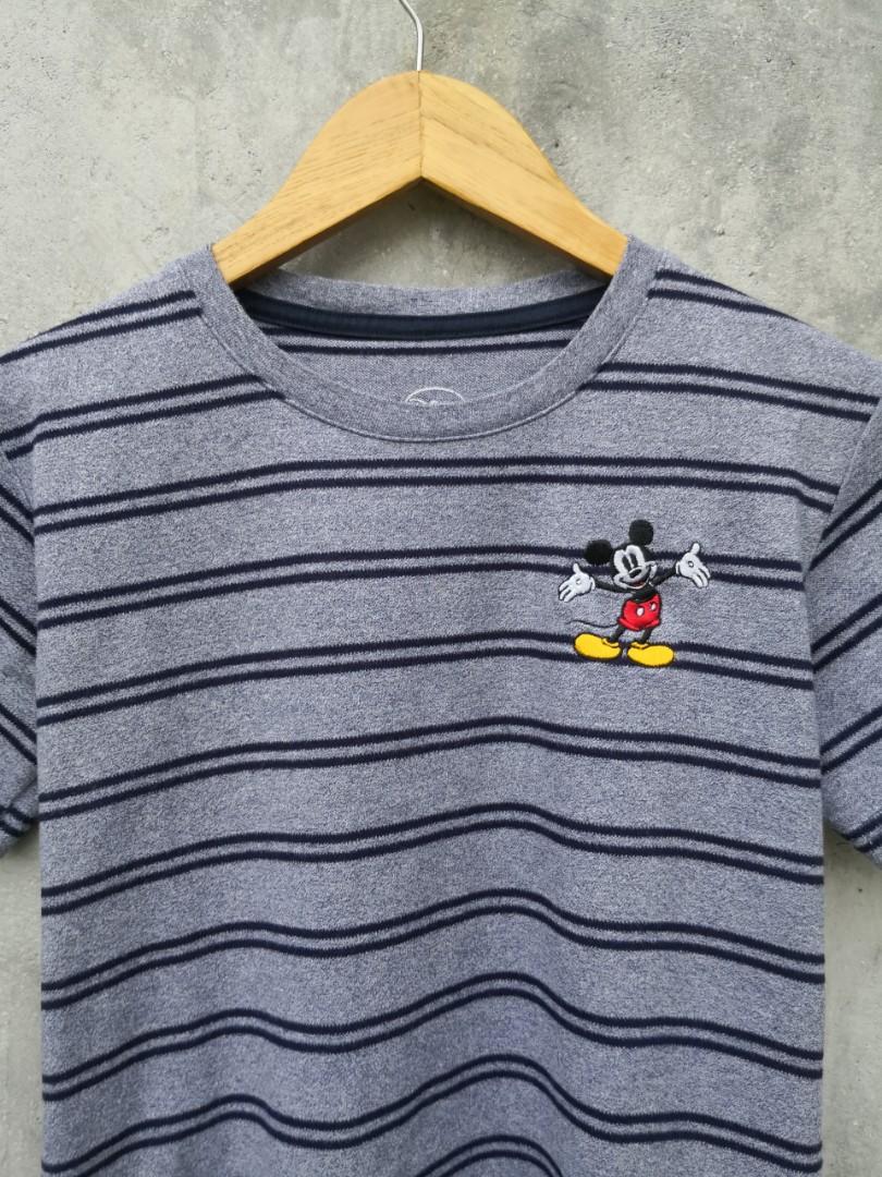 Mickey Mouse Disney Striped Tee, Fesyen 