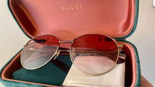 New Gucci Sunglasses - Gold Fram Red/Orange Gradient Lens