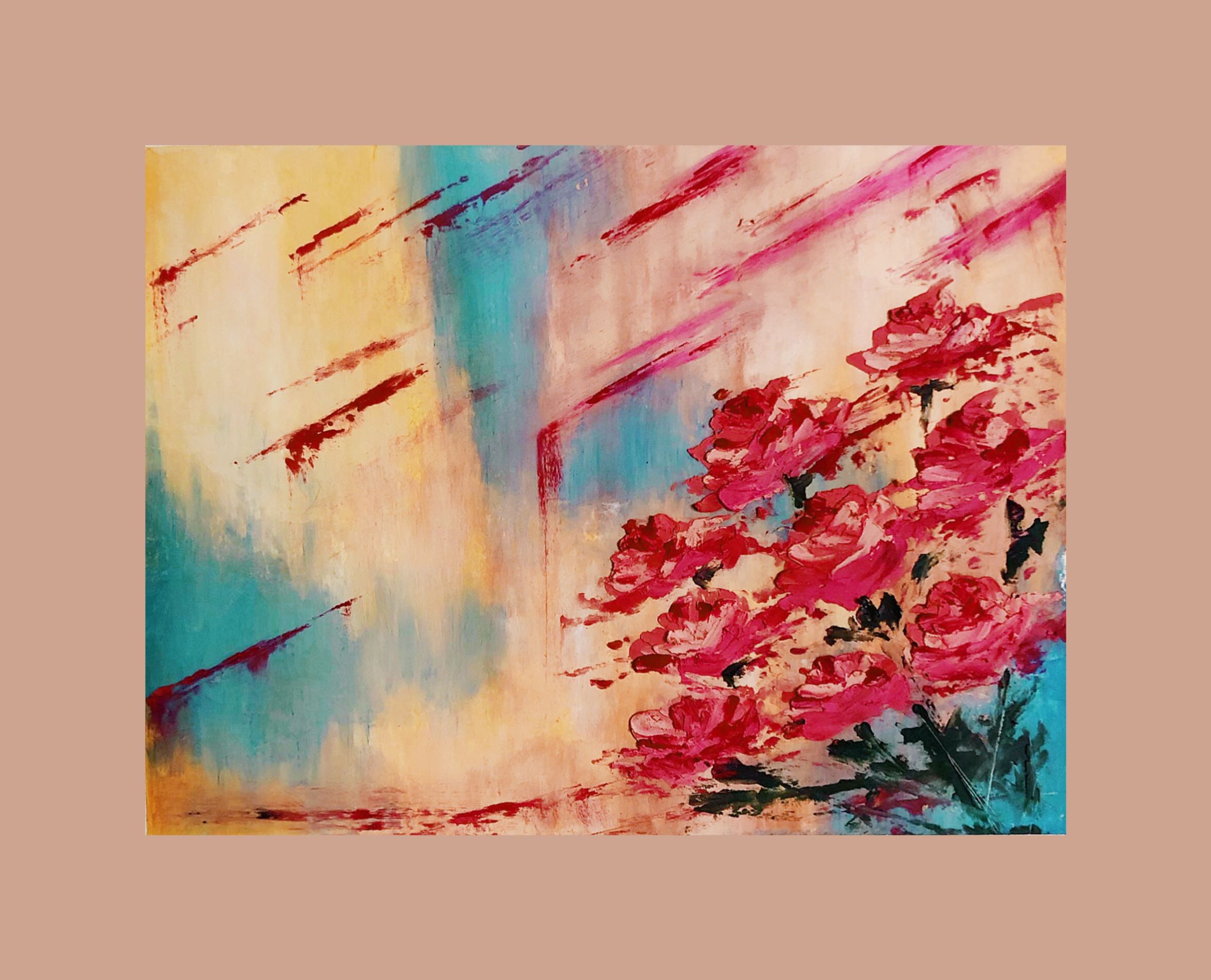 Oil painting desk setup decoration elegant artwork painting gift card