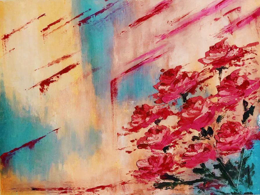 Oil painting desk setup decoration elegant artwork painting gift card