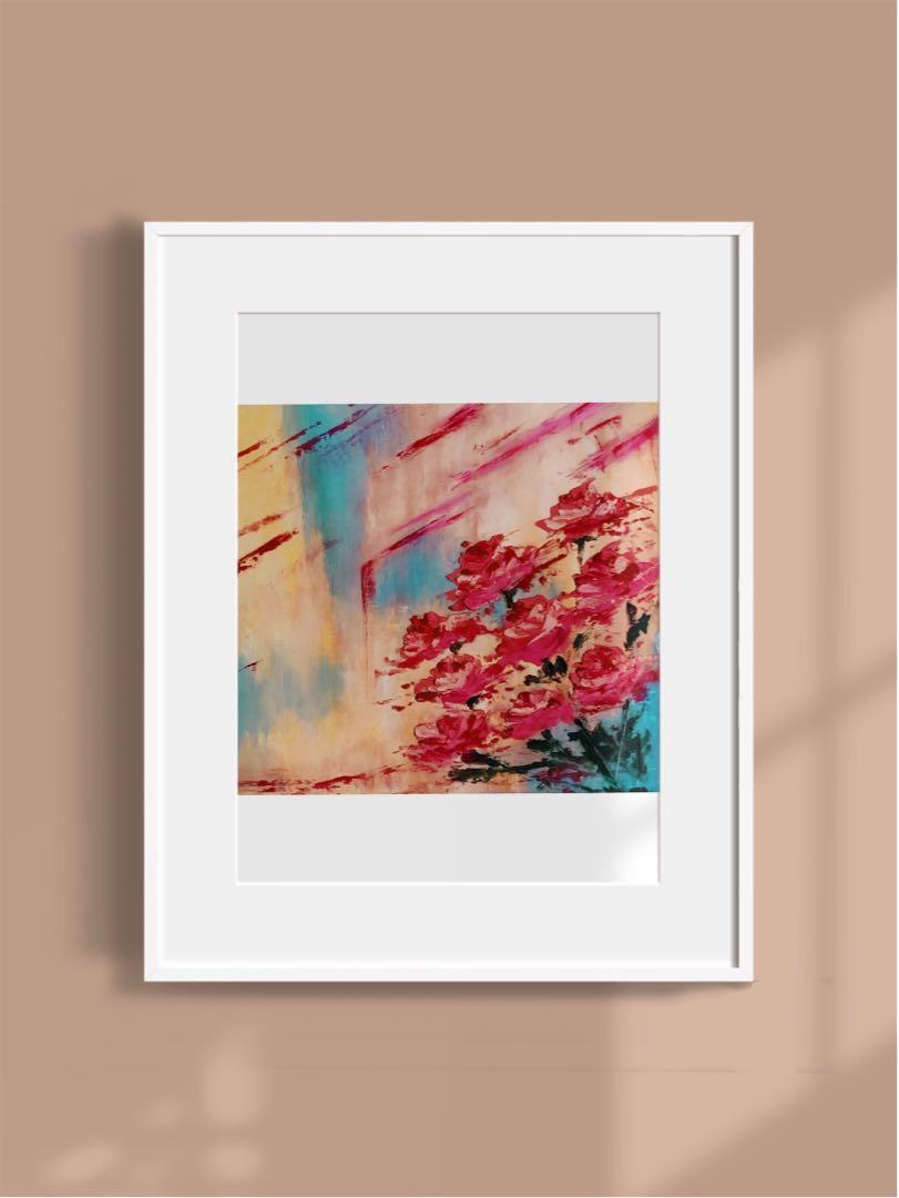 Oil painting desk setup decoration elegant artwork painting gift card