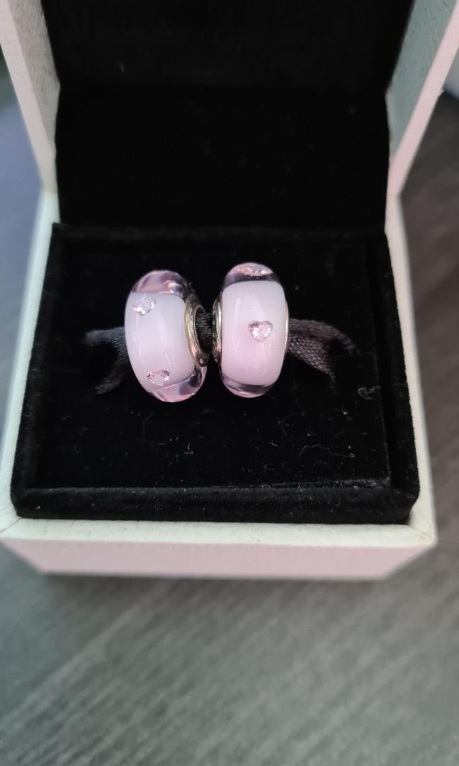 Pandora pink heart glass charm