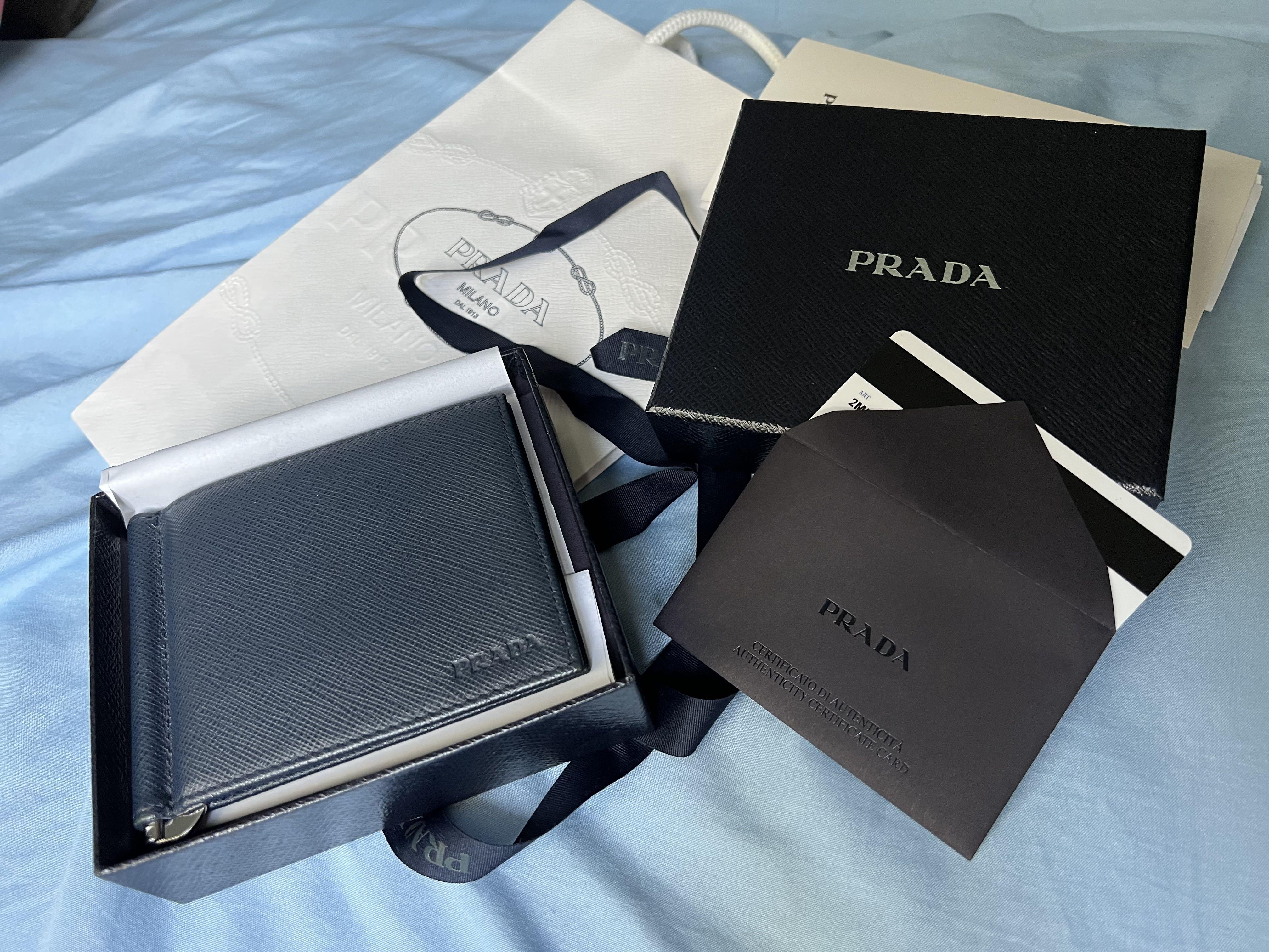 Prada Men's Saffiano Leather Money Clip Wallet