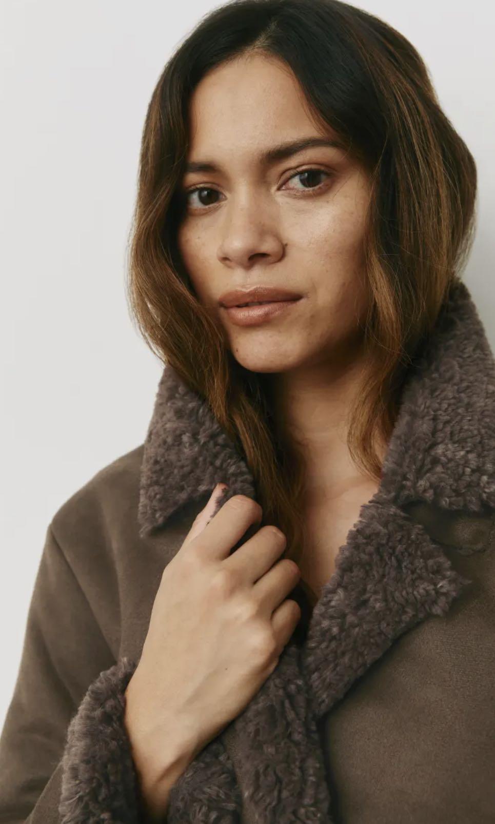 Reformation Edythe autumn winter trench coat with fur authentic