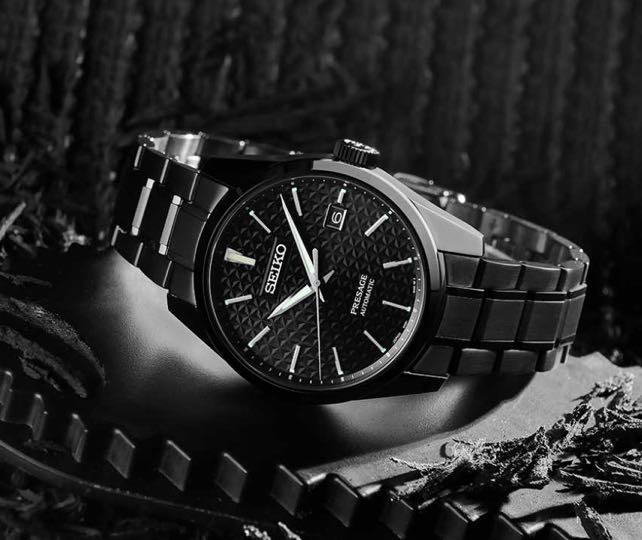 全新行貨有門市SEIKO PRESAGE AUTOMOTIC WATCH 精工精工錶黑面麻葉圖騰