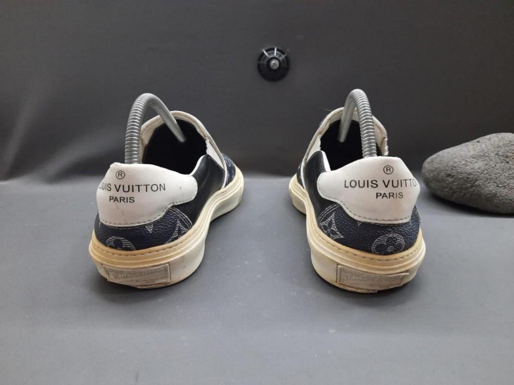 LOUIS VUITTON Savane Monogram Trocadero Slip On Sneakers 6 Encre