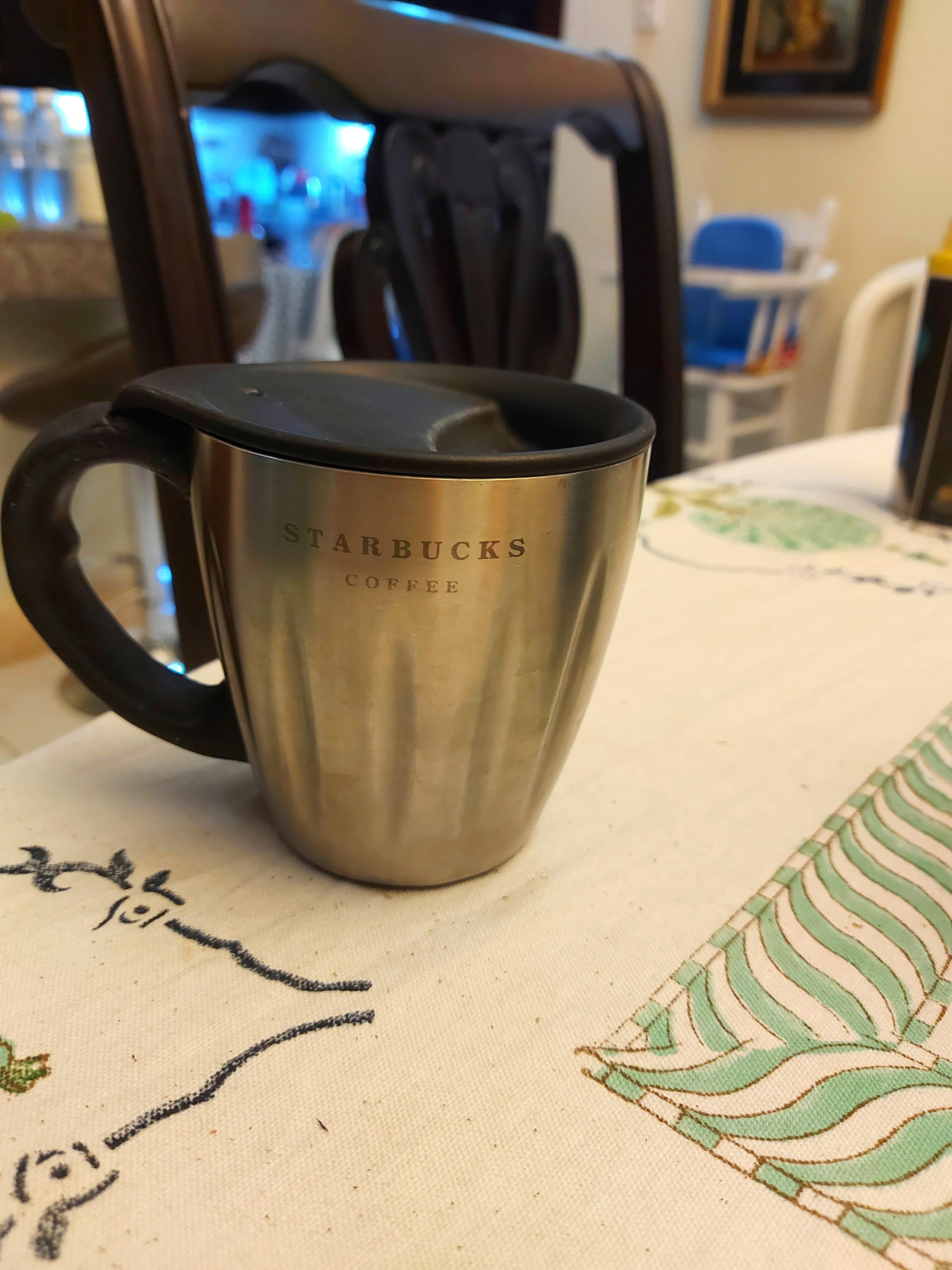 Starbucks stainless cup with handle (Category: Coffee & Tea Tableware) located in Quezon City. Submitted by jacqueline_velasco14 (Listing ID 1119211889, Image 1). Description: selling low- insulation works with few flaws on the handle (refer to last 2 pics) but will make a very nice display piece payment via BPI or Gcash.