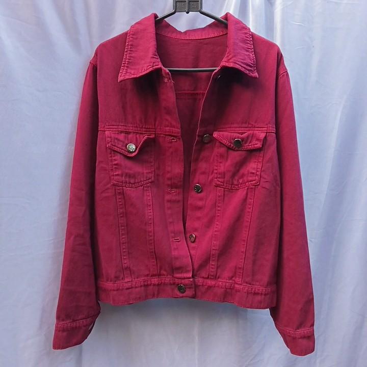 THRIFT MAROON DENIM JACKET jeans jaket 