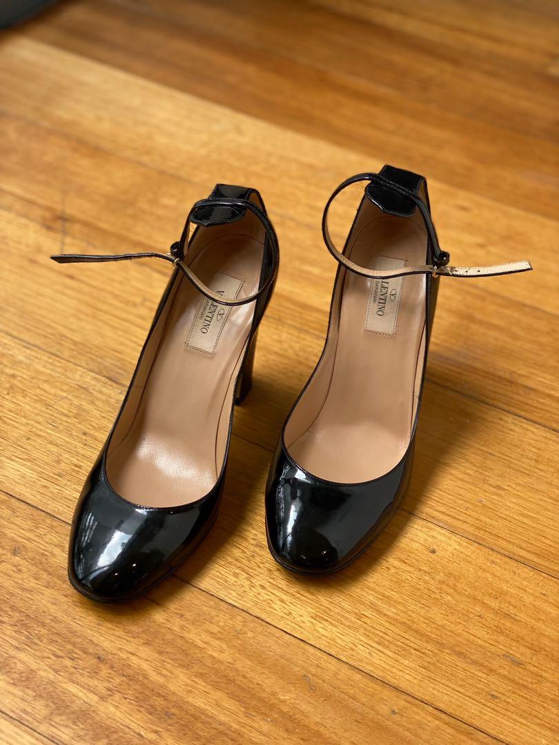 valentino black block heel